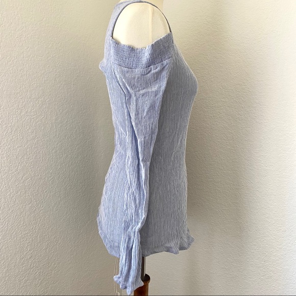 Pleione Cold Shoulder Blue Tunic Top Striped S - Picture 3 of 9